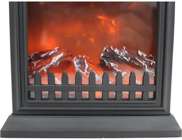 Lampada da Tavolo Lanterna Led Effetto Fuoco Camino con Orologio 25x14x40 cm...