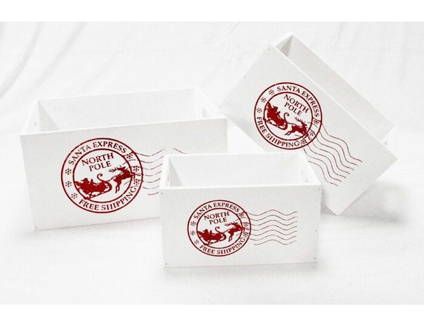 Cassetta Cassettina Porta Oggetti in Legno Natalizia Bianca 14x28x18 cm...