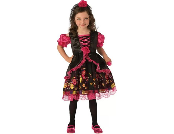 Costume Carnevale Catrina vestito Dia de los Muertos bambina 5-7 anni halloween