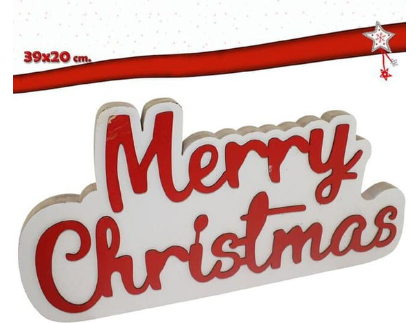 Scritta Natalizia Merry Christmas XMAS in Legno Decorazione Tavolo 39x20cm 5