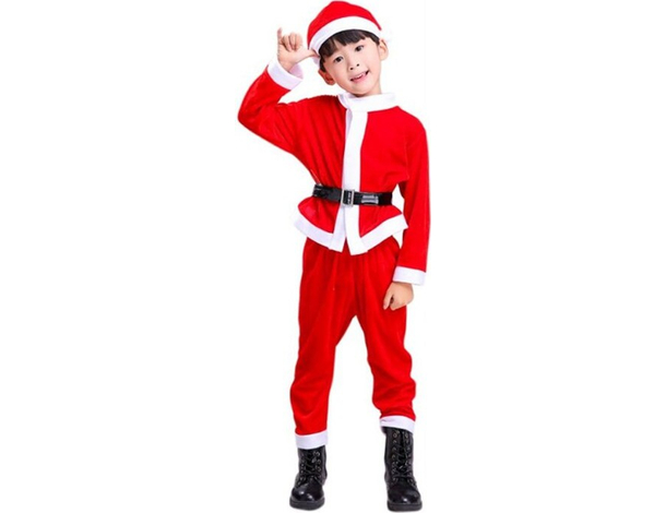 Costume Babbo Natale con Cappello Bambino Vestito Varie Taglie 1-8 anni (6-8...