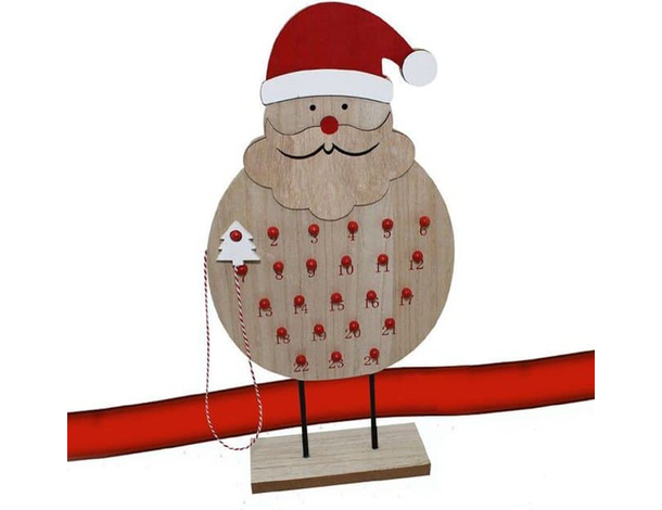 Calendario Avvento Legno Babbo Natale 24 Numeri 22x45cm Decorazioni Natalizie