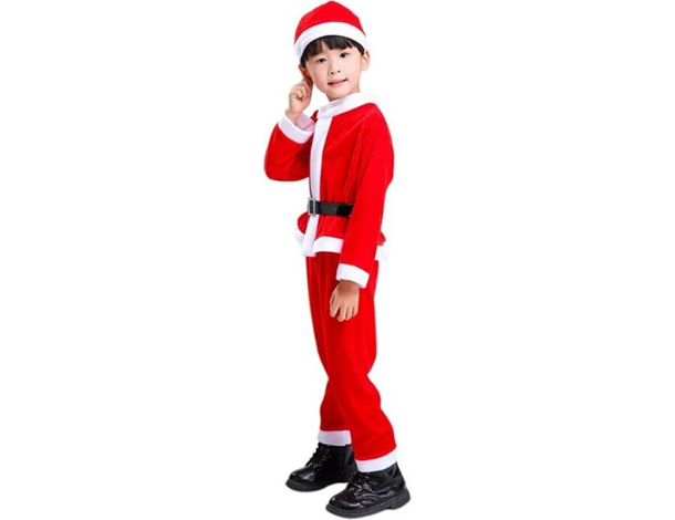 Costume Babbo Natale con Cappello Bambino Vestito Varie Taglie 1-8 anni (6-8...