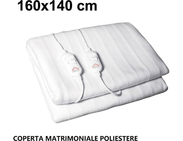Scaldasonno Matrimoniale Scaldaletto Elettrico 160x140cm Termocoperta Coperta...