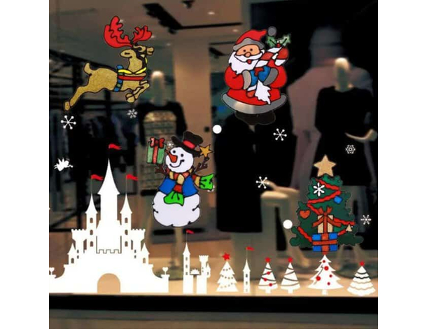 3x Vetrofanie Adesivi Decorativi Natalizie Per Finestre in Gel Stickers...