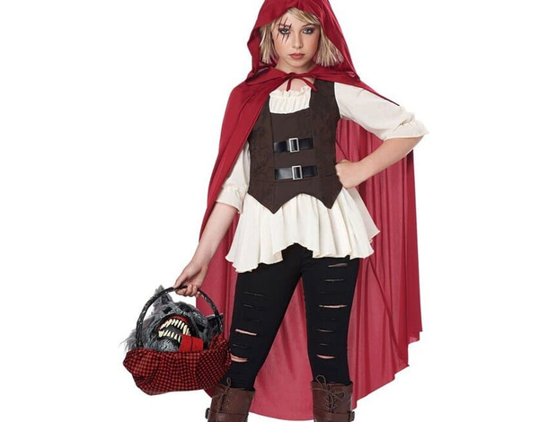 Costume Carnevale Cappuccetto Rosso vestito horror bambina 3-12 anni...
