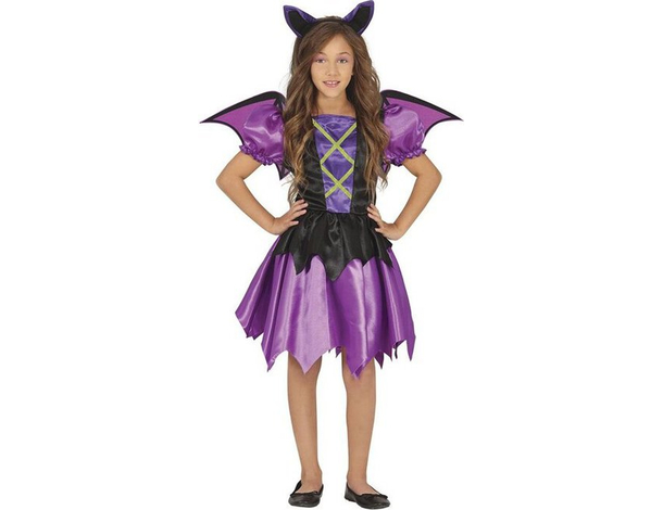 Costume Carnevale pipistrello viola travestimento bambina 5-12 anni halloween...