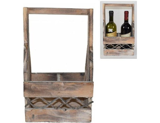 Cassetta Portabottiglie in Legno 2 Posti Scomparti per Vino Scatola 36x21 cm