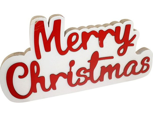 Scritta Natalizia Merry Christmas XMAS in Legno Decorazione Tavolo 39x20cm