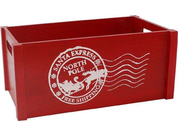 Cassetta Cassettina Porta Oggetti in Legno Natalizia Rossa 14x28x18 cm Natale