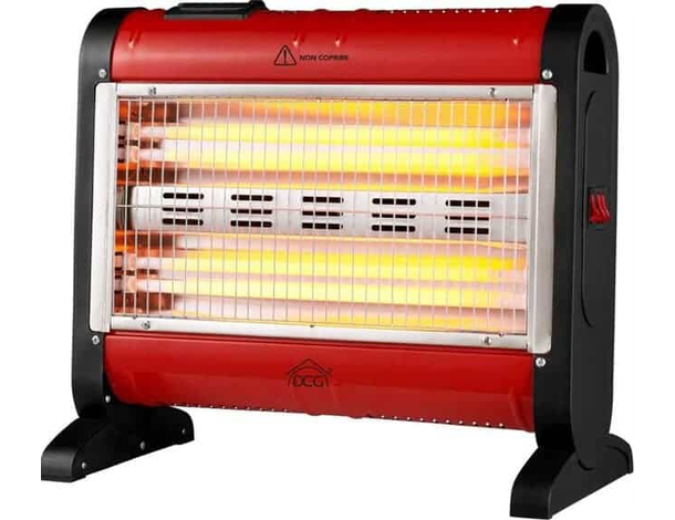 Stufa al Quarzo con 4 Elementi 1600W 2 Potenze Funzione Turbo e Deumidificatore