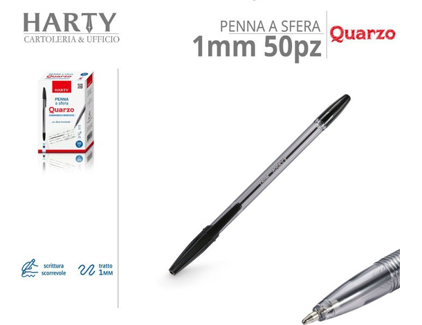 Confezione 50 Penne a Sfera Trasparenti Nero Blu Rosso Scuola Ufficio Punta...