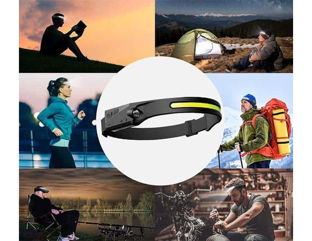 Lampada Da Testa LED Ricaricabile USB Type C Torcia Frontale Luce Notturna 7