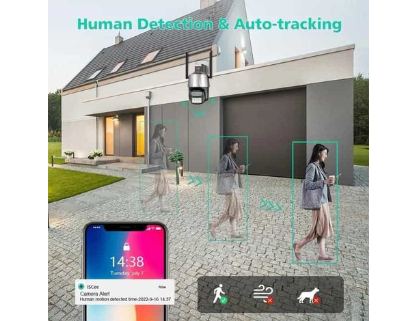 Telecamera 4MP 4K Esterno Wi-Fi PTZ 2 Obiettivo 8x Zoom Videosorveglianza...