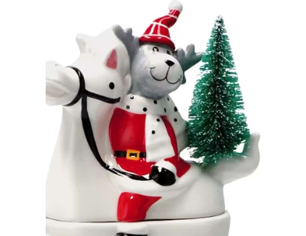 Decorazione Natalizia Scatola Renna a Dondolo in Ceramica 16x8x25cm...