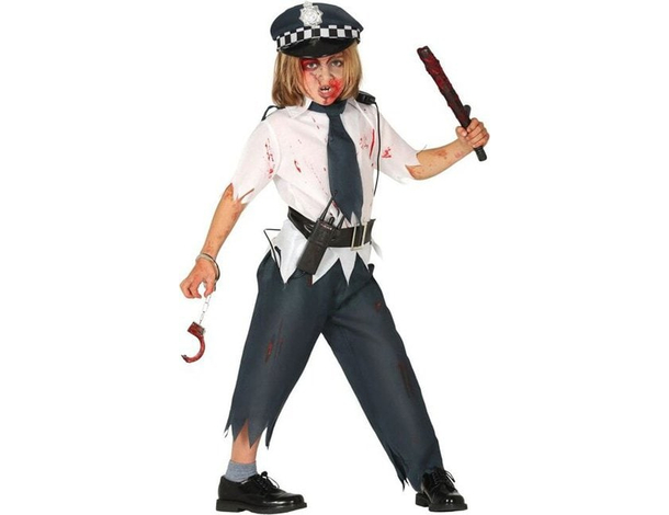 Costume Carnevale poliziotto zombie travestimento bambino bambina 5-12 anni...
