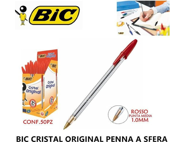 Penne a Sfera Bic Cristal Confezione 50pz Inchiostro Punta 1mm Scuola Ufficio