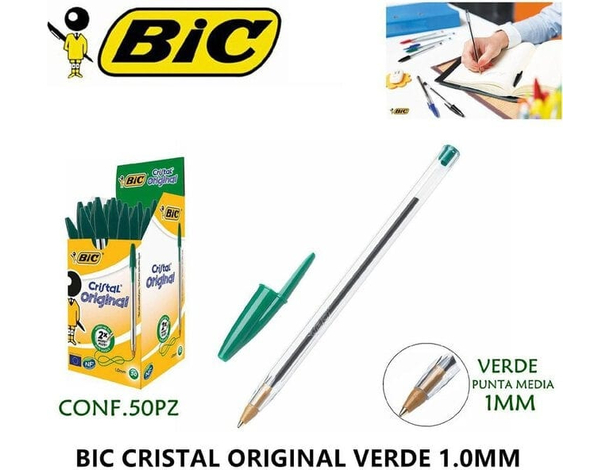 Penne a Sfera Bic Cristal Confezione 50pz Inchiostro Punta 1mm Scuola Ufficio