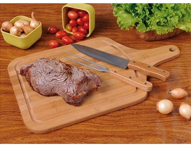 Tagliere in Legno Squadrato con Manico 3 Dimensioni per Salumi Carne...