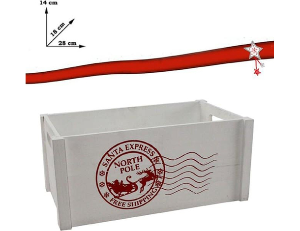 Cassetta Cassettina Porta Oggetti in Legno Natalizia Bianca 14x28x18 cm...