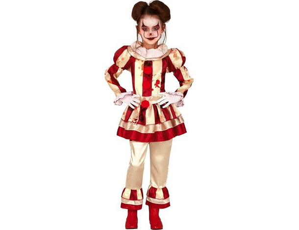 Costume Carnevale clown assassino travestimento horror per bambina 5-12 anni...
