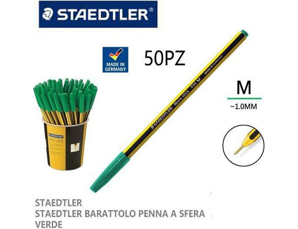 50x Penna a Sfera Noris Stick Punta 1mm Rosso Verde Nero Blu Scuola Ufficio...