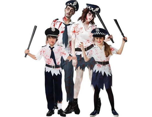 Costume Carnevale poliziotta zombie travestimento bambina 5-12 anni halloween...