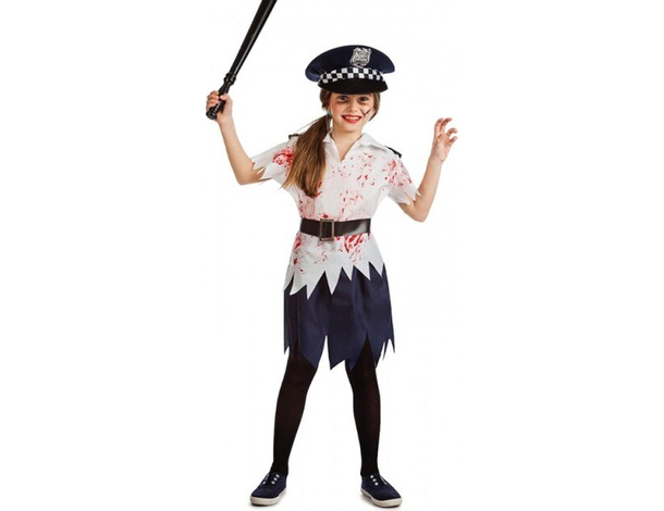 Costume Carnevale poliziotta zombie travestimento bambina 5-12 anni halloween...