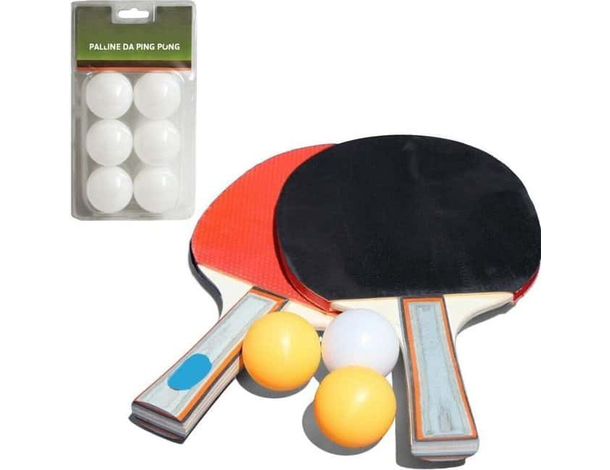 Kit Ping Pong 2 Racchette e Palline da Gioco Tennis da Tavolo 3 o 9 Palline...