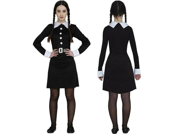 Costume Carnevale Mercoledì Addams horror con cinta per bambina 3-16 anni...
