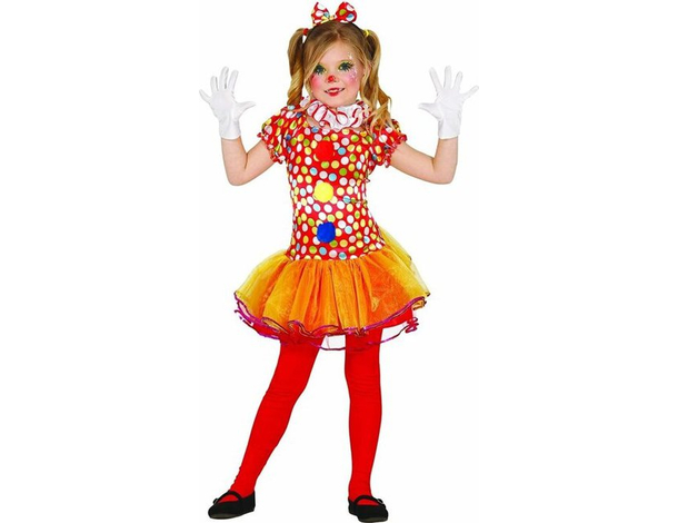 Costume Carnevale pagliaccia colorata travestimento bambina 3-12 anni...
