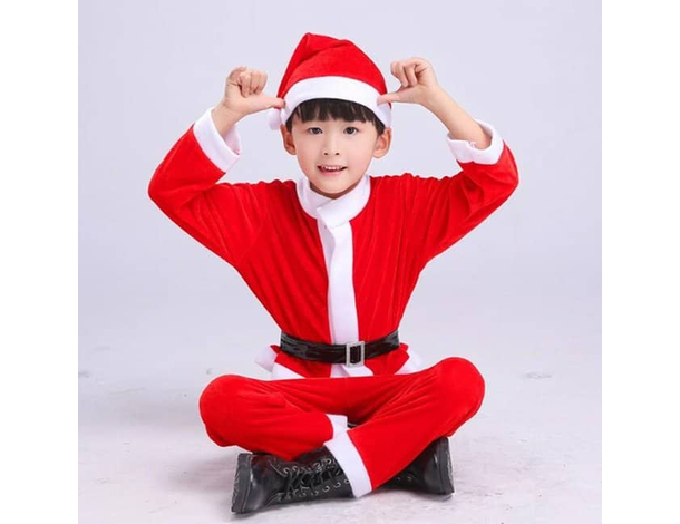 Costume Babbo Natale con Cappello Bambino Vestito Varie Taglie 1-8 anni (6-8...