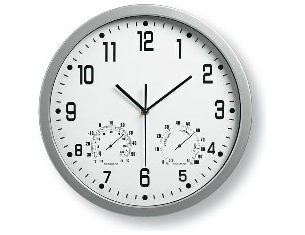 Orologio da Parete Igrometro e Termometro Incorporato 30cm Bianco e Nero Casa...