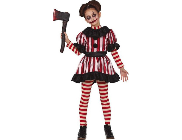 Costume Carnevale pagliaccio assassino travestimento horror bambina 3-12 anni...