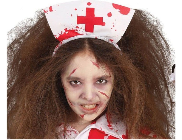 Costume Carnevale infermiera assassina vestito horror bambina 5-12 halloween...