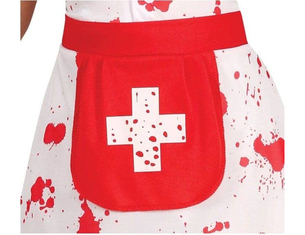 Costume Carnevale infermiera assassina vestito horror bambina 5-12 halloween...