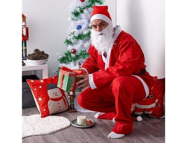 Costume Da Babbo Natale da Uomo Adulto Taglia Unica Santa Claus Travestimento...