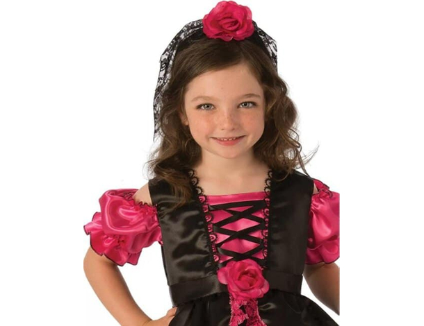 Costume Carnevale Catrina vestito Dia de los Muertos bambina 5-7 anni...