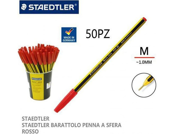 50x Penna a Sfera Noris Stick Punta 1mm Rosso Verde Nero Blu Scuola Ufficio...