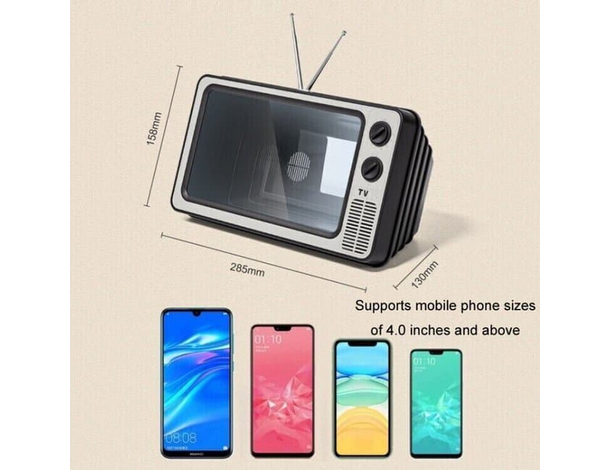 Schermo Lente Ingrandimento 12" Cellulare Smartphone Forma di TV Retrò...