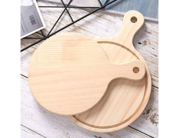 Tagliere Piatto Tondo in Legno con Manico per Cucinare Salumi Formaggio Pane...