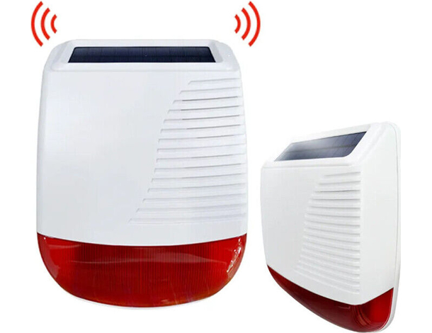 Sirena Solare Esterno Wireless 433MHz Allarme Antifurto Casa Acustica con LED