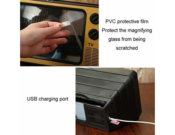 Schermo Lente Ingrandimento 12" Cellulare Smartphone Forma di TV Retrò...