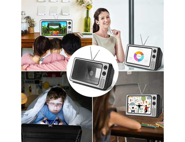 Schermo Lente Ingrandimento 12" Cellulare Smartphone Forma di TV Retrò...