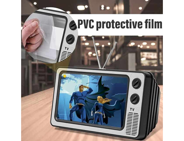 Schermo Lente Ingrandimento 12" Cellulare Smartphone Forma di TV Retrò...