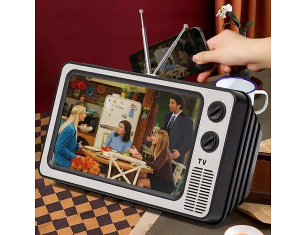 Schermo Lente Ingrandimento 12" Cellulare Smartphone Forma di TV Retrò...
