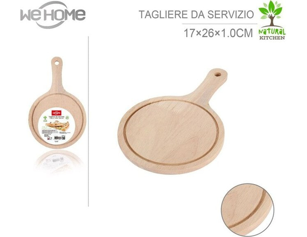 Tagliere Piatto Tondo in Legno con Manico per Cucinare Salumi Formaggio Pane...