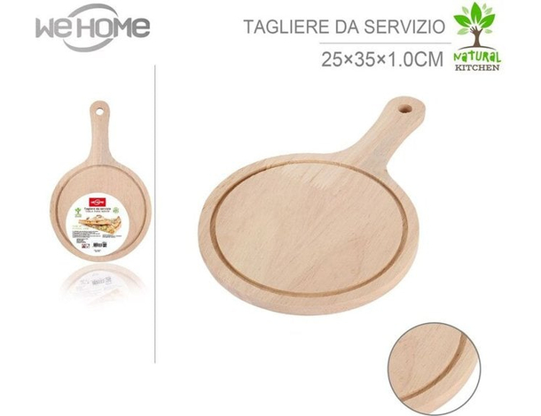 Tagliere Piatto Tondo in Legno con Manico per Cucinare Salumi Formaggio Pane...