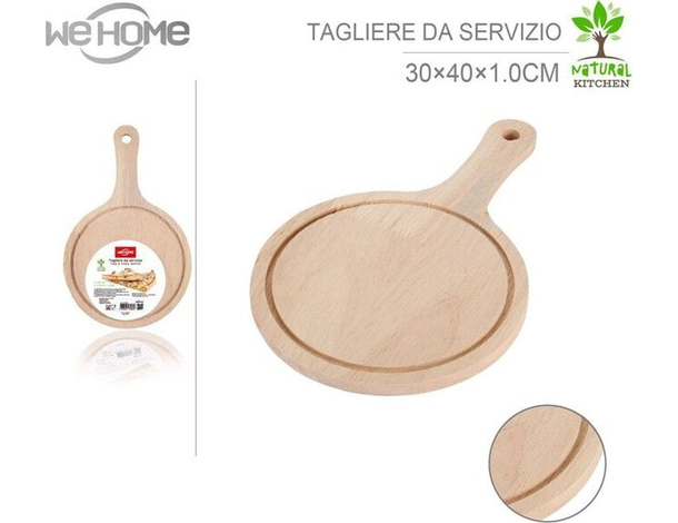 Tagliere Piatto Tondo in Legno con Manico per Cucinare Salumi Formaggio Pane...