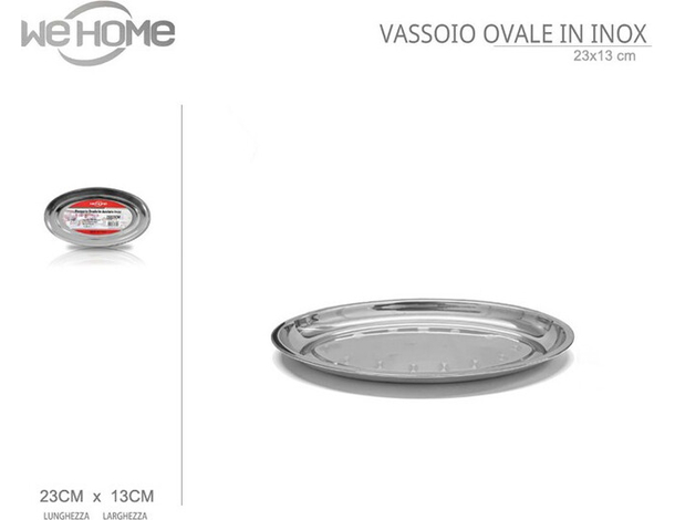 5x Vassoio Piatto Ovale In Acciaio Inox Portata Servizio Cucina da 23 a 45 cm...